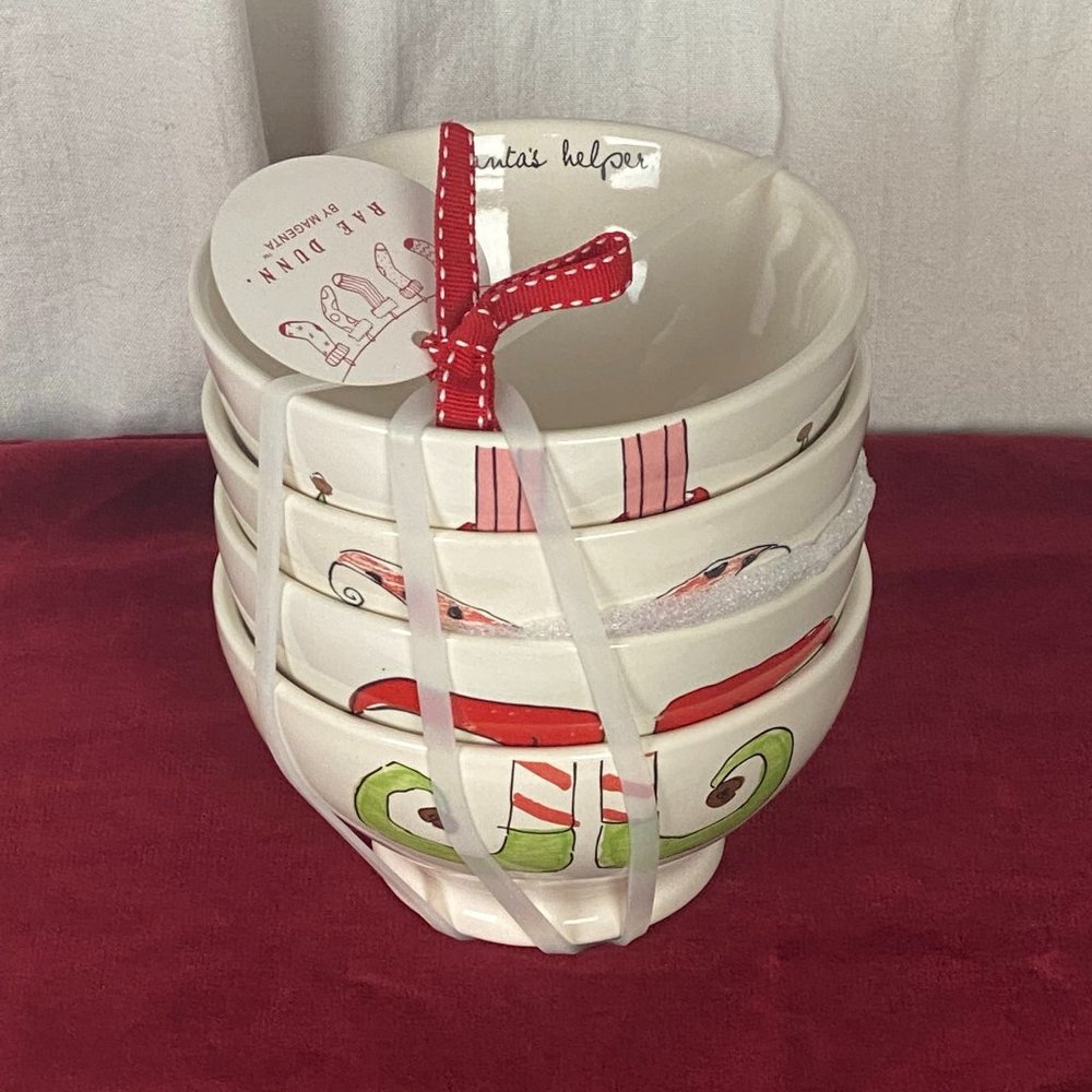 SOLD! 4 Rae Dunn Elves Feet/Shoes Ceramic bowls